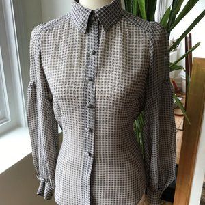 Gerard Darel silk blouse sz 40 blue/beige